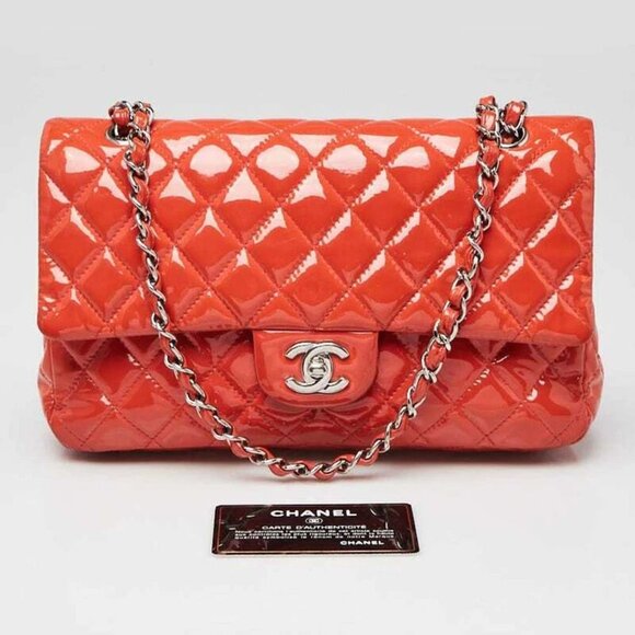 Chanel Pink Quilted Patent Leather Classic Medium Double Flap Bag - Picture 4 of 10